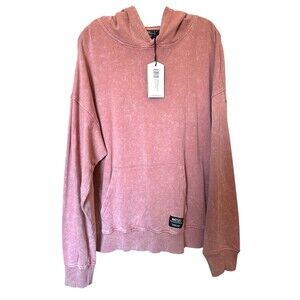 WESC Unisex Dropped Shoulder Hoodie Enzyme Washed Size M/L Dusty Rose